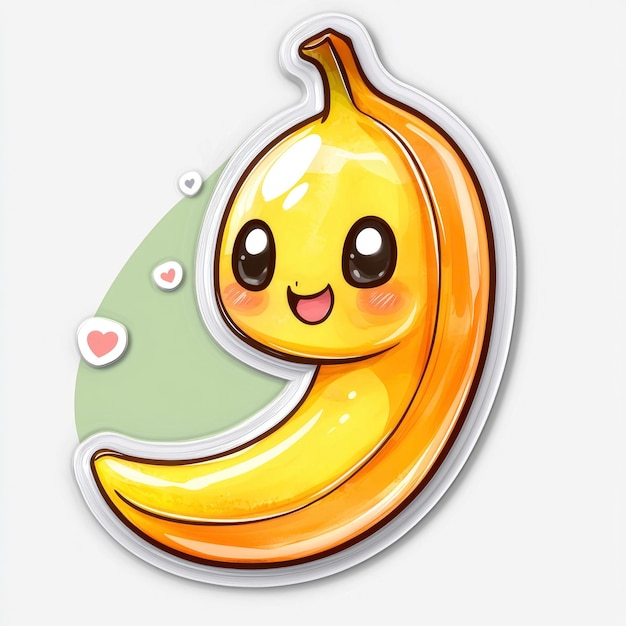 Photo cute cartoon banana with hearts