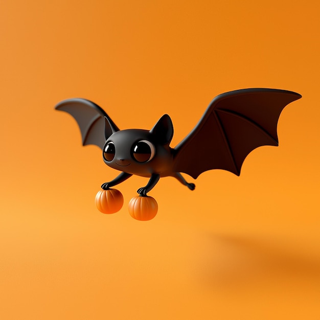 Cute Cartoon Bat Carrying Pumpkins