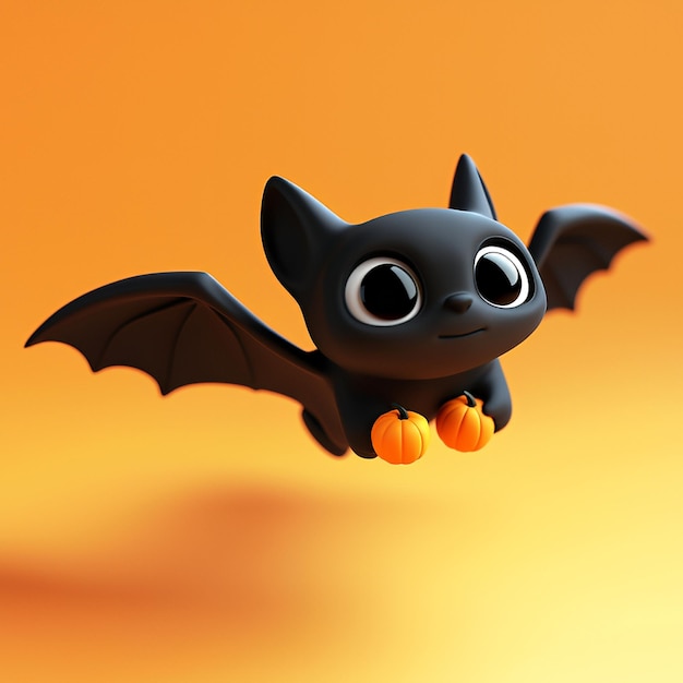 Cute Cartoon Bat Holding Pumpkins