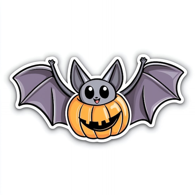 Photo cute cartoon bat in a pumpkin costume for halloween