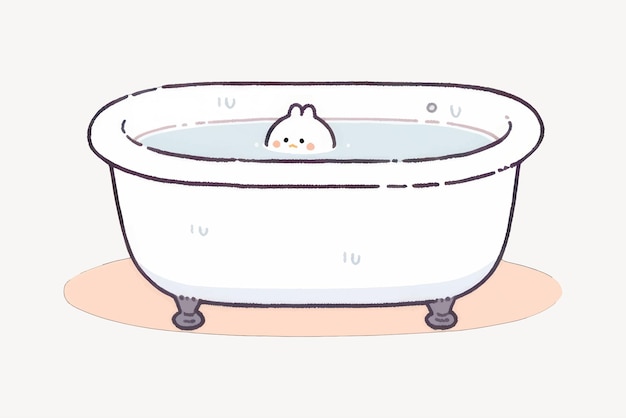 Photo cute cartoon bathtub illustration