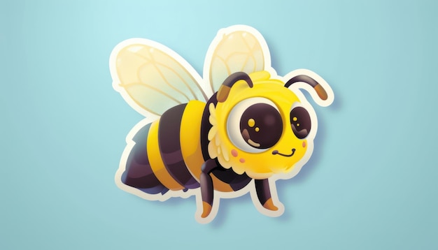 Photo cute cartoon bee character on a light blue background