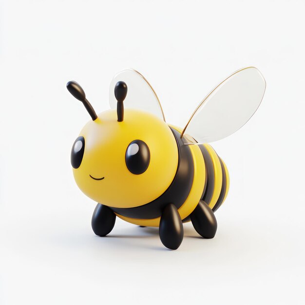 Cute Cartoon Bee with Big Eyes and Wings