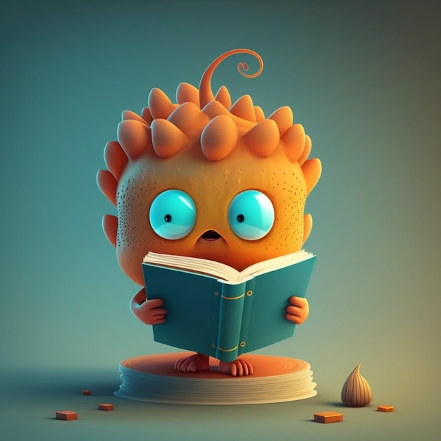 A cute cartoon book char Ai generative