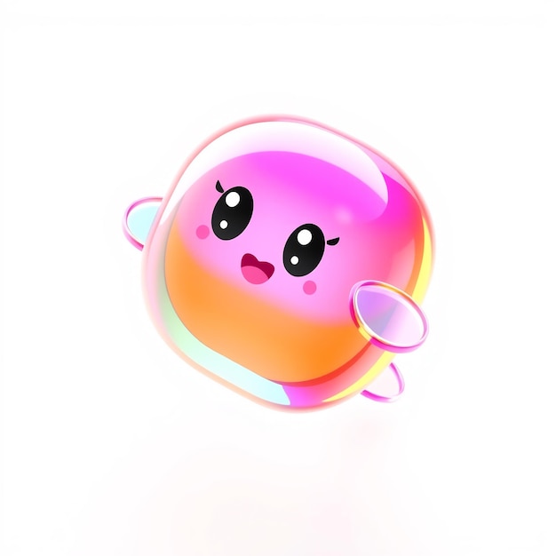 Cute Cartoon Bubble Character with Big Eyes and a