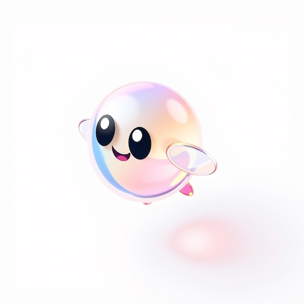 Photo cute cartoon bubble character with wings