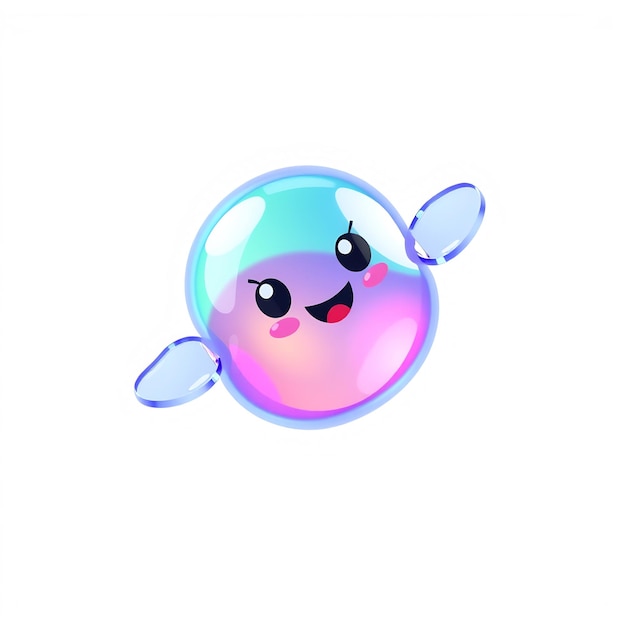 Cute Cartoon Bubble Character With Wings