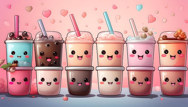 Cute Cartoon Bubble Tea Illustration