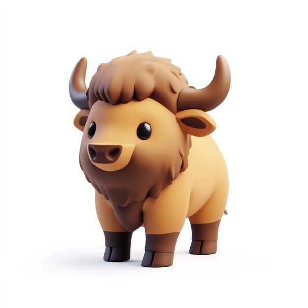 Photo cute cartoon buffalo 3d rendering