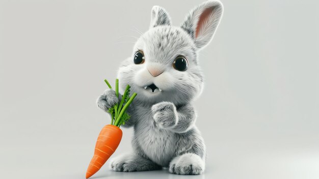 A cute cartoon bunny holding a carrot