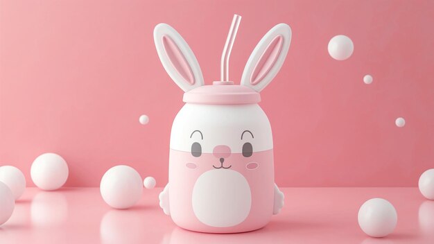 cute cartoon bunny water bottle in pink and white page10