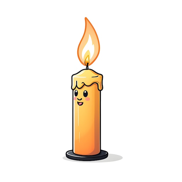 Cute Cartoon Candle Character Vector Illustration Isolated On White Background