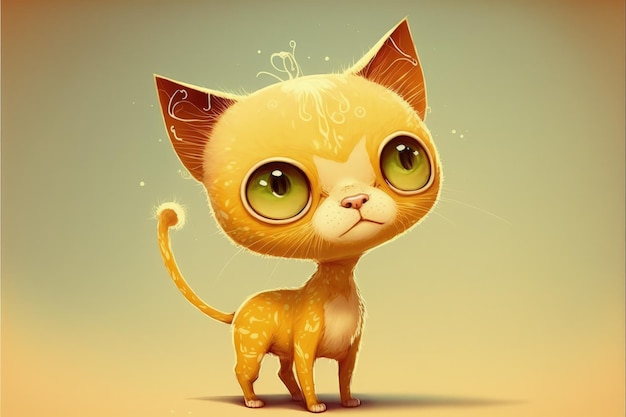 Cute cartoon cat Fantasy concept Illustration painting Generative AI