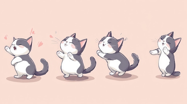 Photo cute cartoon cat illustrations