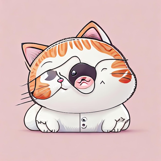 Cute cartoon cat with a sad expression