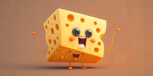 Photo cute cartoon cheese character