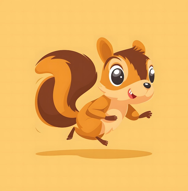 Photo cute cartoon chipmunk running vector illustration