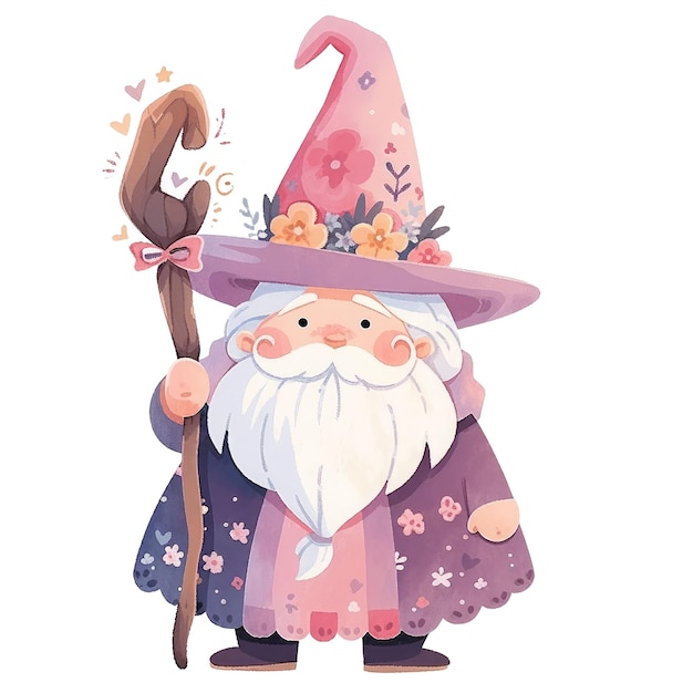 Cute Cartoon Chubby Gnome Wizard of Children's Book Illustration Generative AI