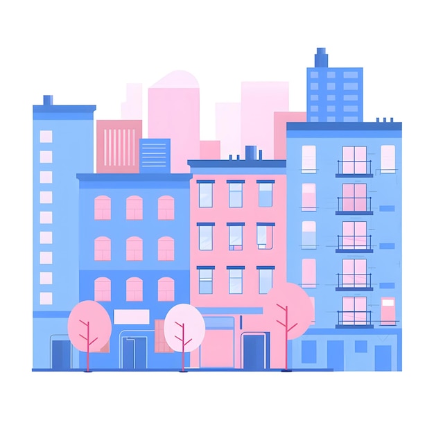 Photo cute cartoon cityscape illustration