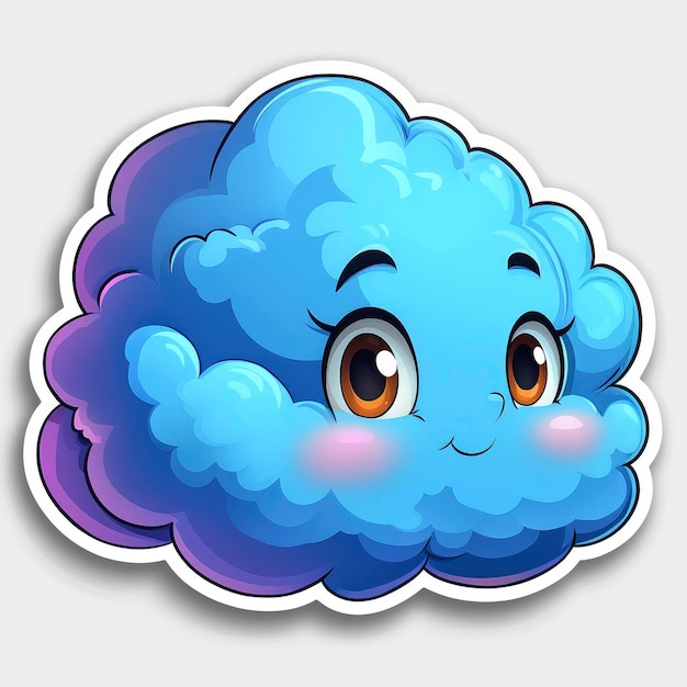 Cute Cartoon Cloud with Big Eyes and Smile