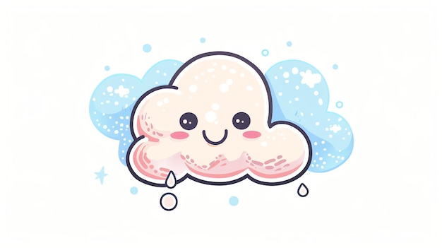 Photo cute cartoon cloud with a smiling face