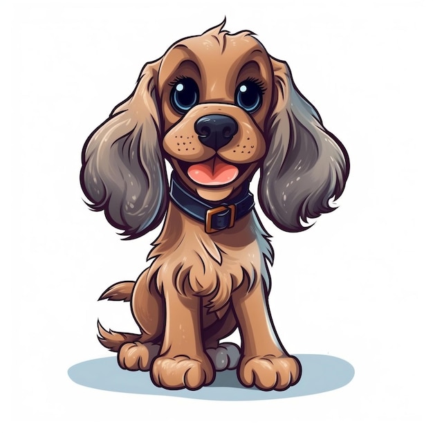 Cute Cartoon Cocker Spaniel Generative AI