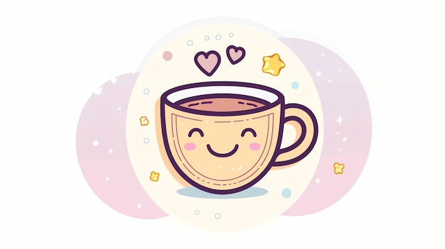 Photo a cute cartoon coffee cup with a happy face smiles at you