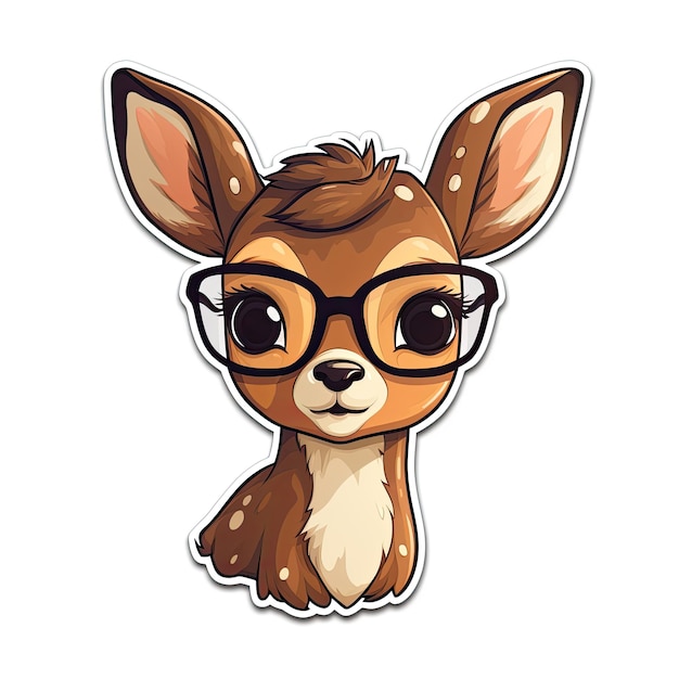 Cute cartoon deer sticker Vector illustration on a white background