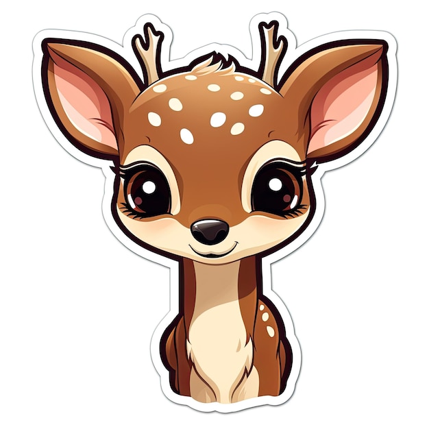 Cute cartoon deer sticker Vector illustration on a white background