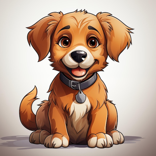 Cute cartoon dog sitting on a white background