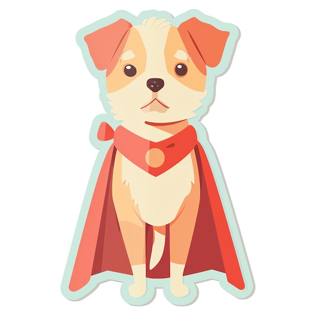 A cute cartoon dog in a superhero cape perfect for playful designs and petthemed projects