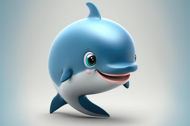 Cute Cartoon Dolphin Character 3D