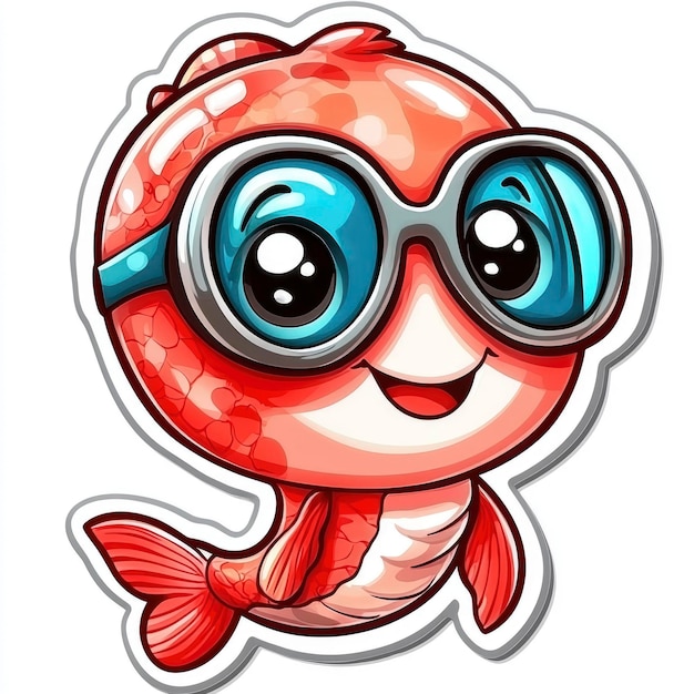 Cute Cartoon Fish Wearing Goggles