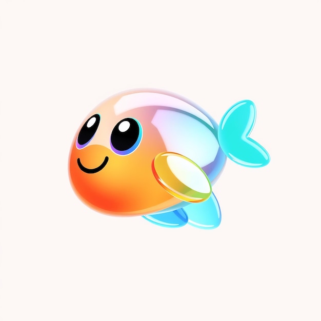 Cute Cartoon Fish with Big Eyes and Smiling Face