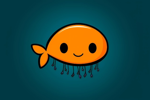 Photo cute cartoon fish with a smile