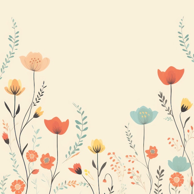 Cute cartoon flower border on a light gold background vector clean Job ID 7db89af4dd574a968c210f49db561644