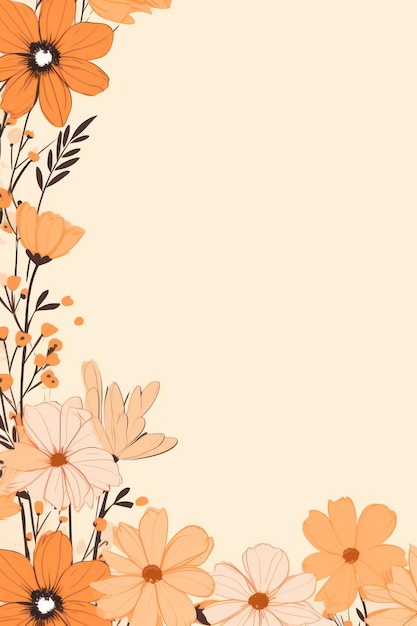 Cute cartoon flower border on a light orange background vector clean ar 23 Job ID 783882cfe54f4162819367c204ee86e2