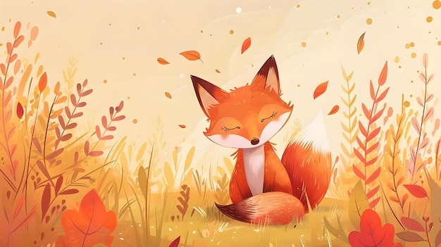 Cute Cartoon Fox Sitting And Smiling Perfect For Childrens Book Illustrations Game Assets And Anima