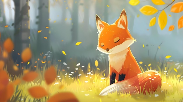 Cute Cartoon Fox Sitting And Smiling Perfect For Childrens Book Illustrations Game Assets And Anima