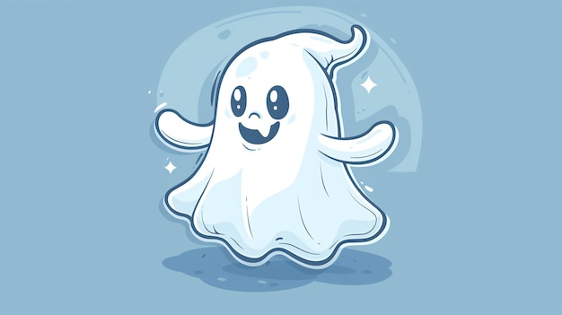 Cute cartoon ghost smiling with arms outstretched