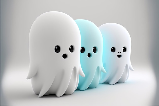 cute cartoon ghosts, scary, Made by AI,Artificial intelligence