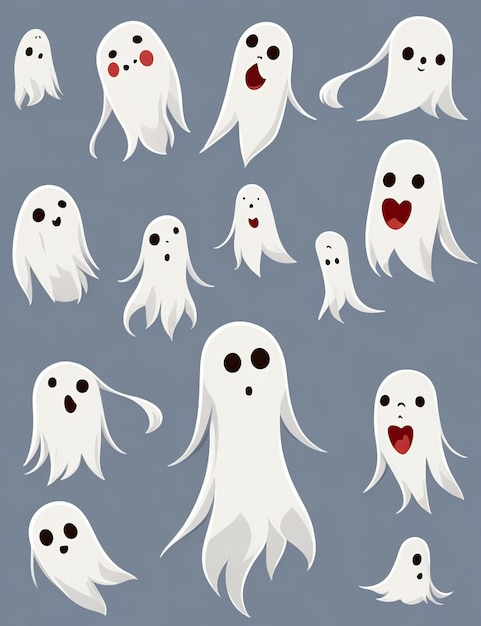 Cute cartoon Ghosts smiling