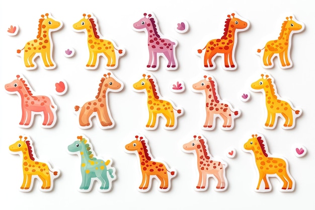 Cute Cartoon Giraffe Stickers Set of 14