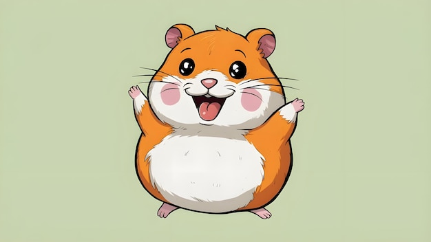 Photo cute cartoon hamster illustration with big eyes and open mouth