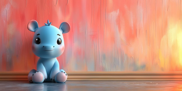 cute cartoon hippo sitting on the floor