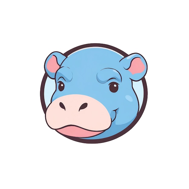 Cute cartoon hippopotamus logo