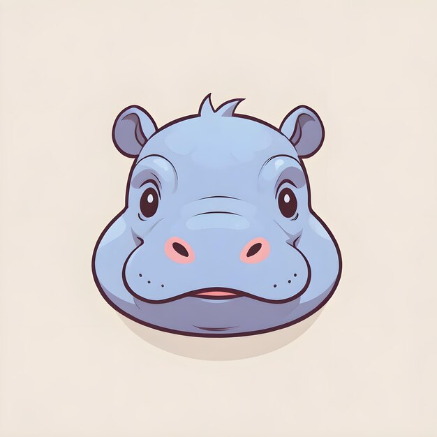 Cute cartoon hippopotamus logo