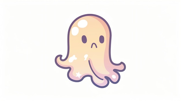 Cute cartoon illustration of a sad pink octopus