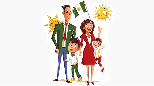 A cute cartoon Italy family