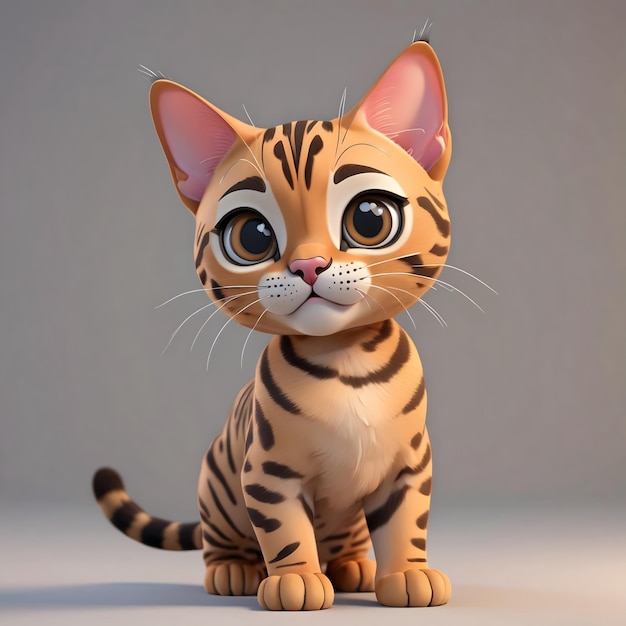 Cute cartoon kitten with big eyes